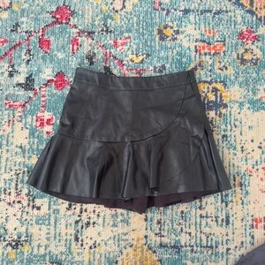 DO+BE Black Faux Leather Skort with Ruffle Hem